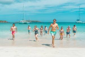 family cruise catamaran at Culebra, Puerto Rico