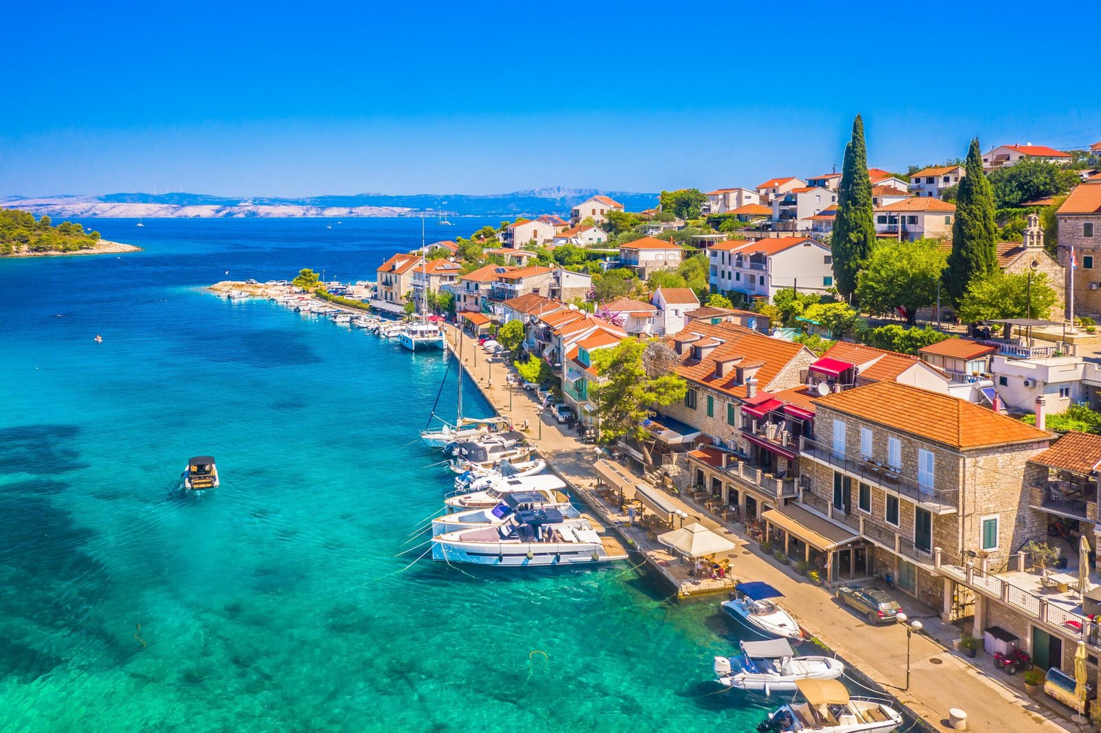 Aerial,View,Of,Stomorska,,A,Charming,Coastal,Village,On,Solta