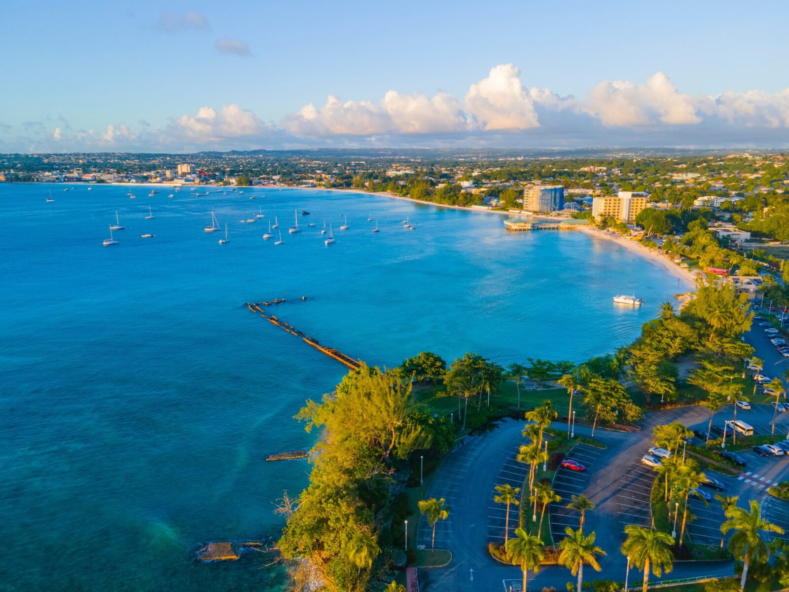 Pebbles,Beach,Aerial,View,At,Sunset,At,Carlisle,Bay,In
