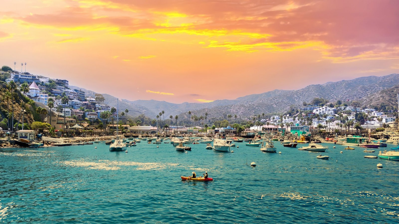 Panoramic,View,Of,Avalon,Harbor,On,Santa,Catalina,Island,At