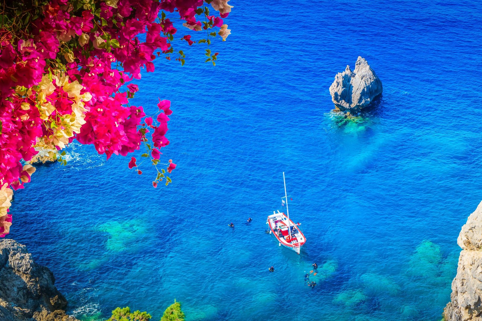 Paleokastritsa,Beach,,Small,Bay,And,Ionian,Sea,Clear,Water,On