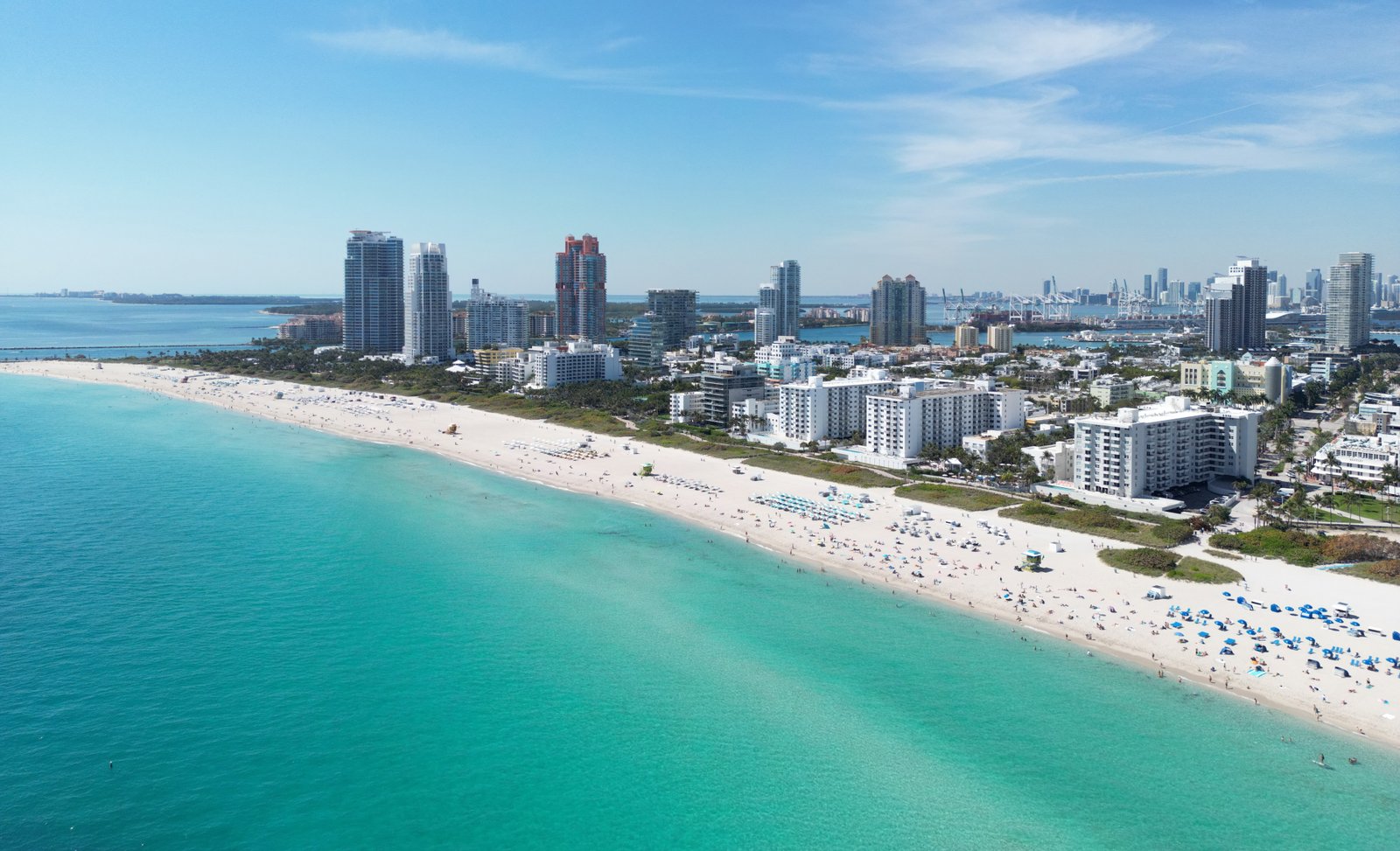 Miami,Beach,Cityscape.,Miami,Summer,Aerial,View.,Miami,Beach,Shoreline.