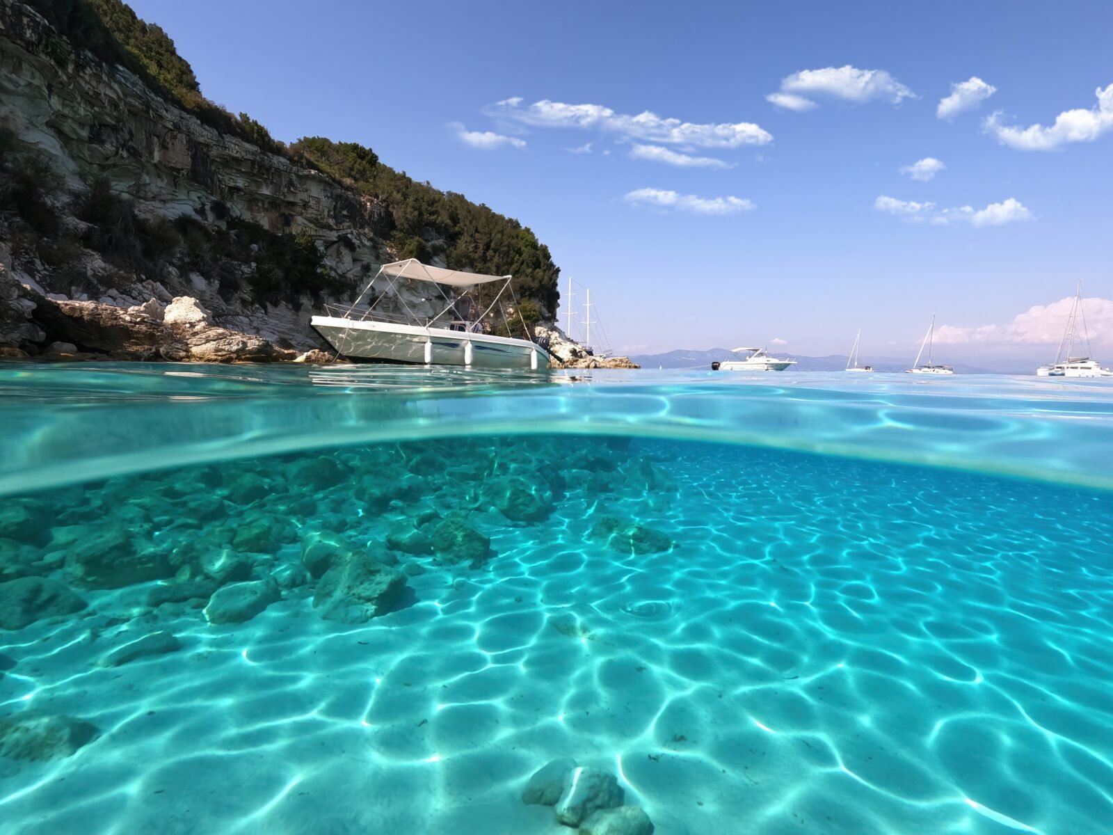 Underwater,Sea,Level,Split,Photo,Of,Beautiful,Paradise,Turquoise,Exotic
