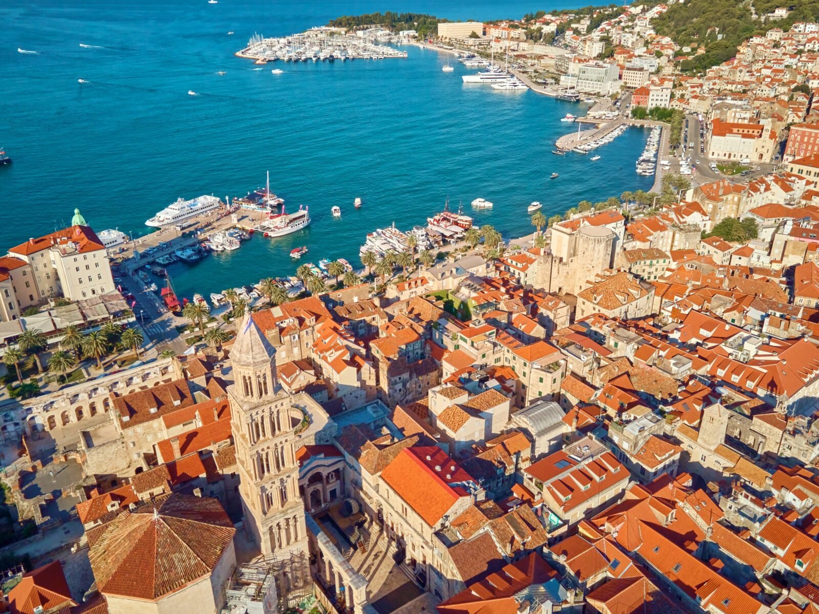 Aerial,View,Of,Split,,Croatia.,Cityscape,Of,Coastal,Touristic,City