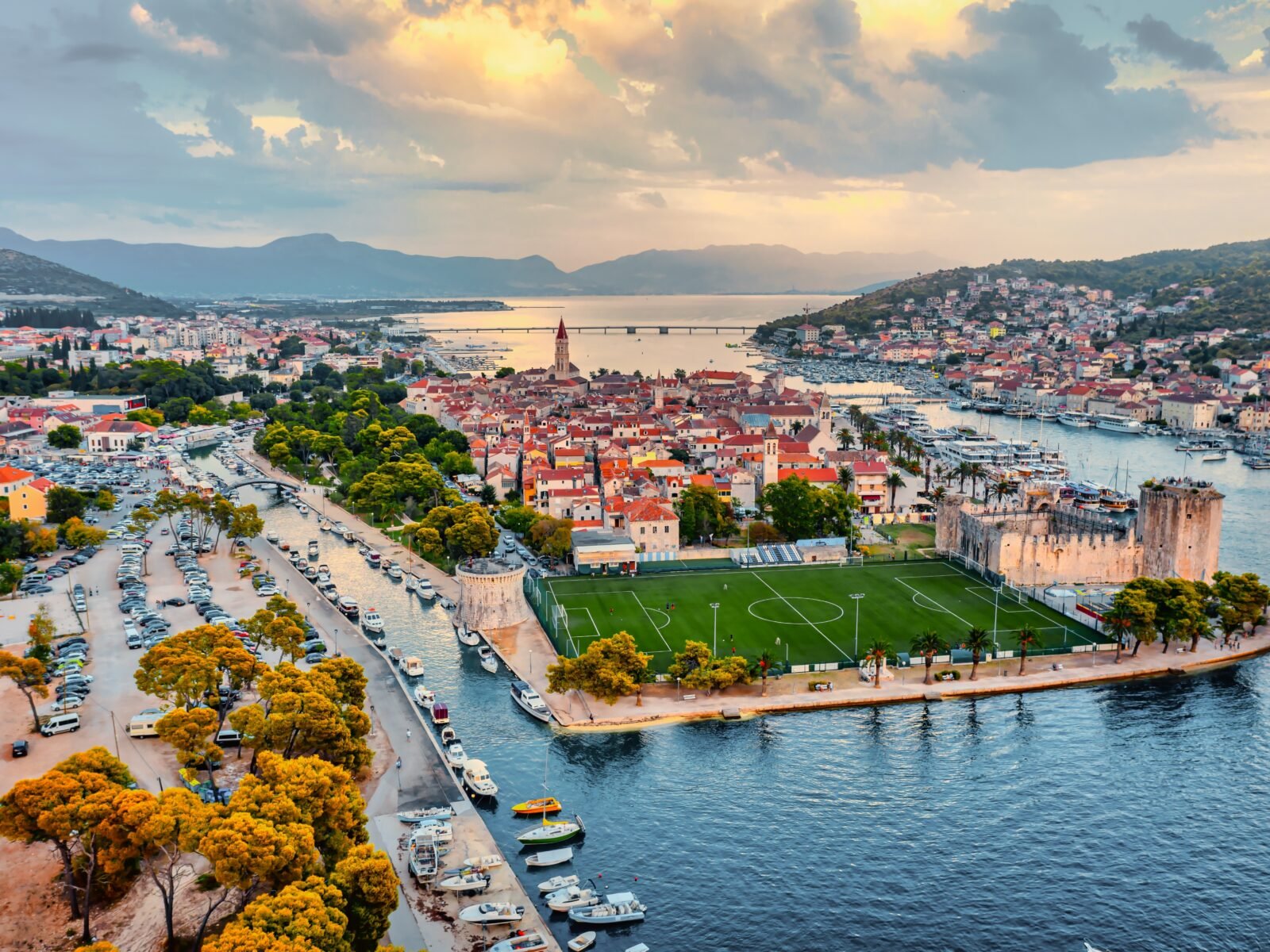 Aerial,View,Of,Trogir,Old,Town,,Croatia