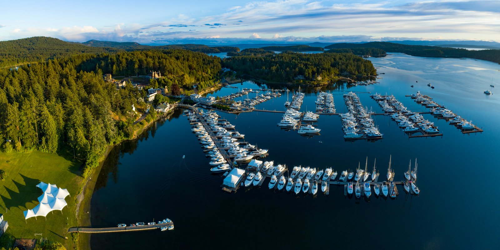 San,Juan,Island,Roche,Harbor,Panorama,Aerial,Birds,Eye,View