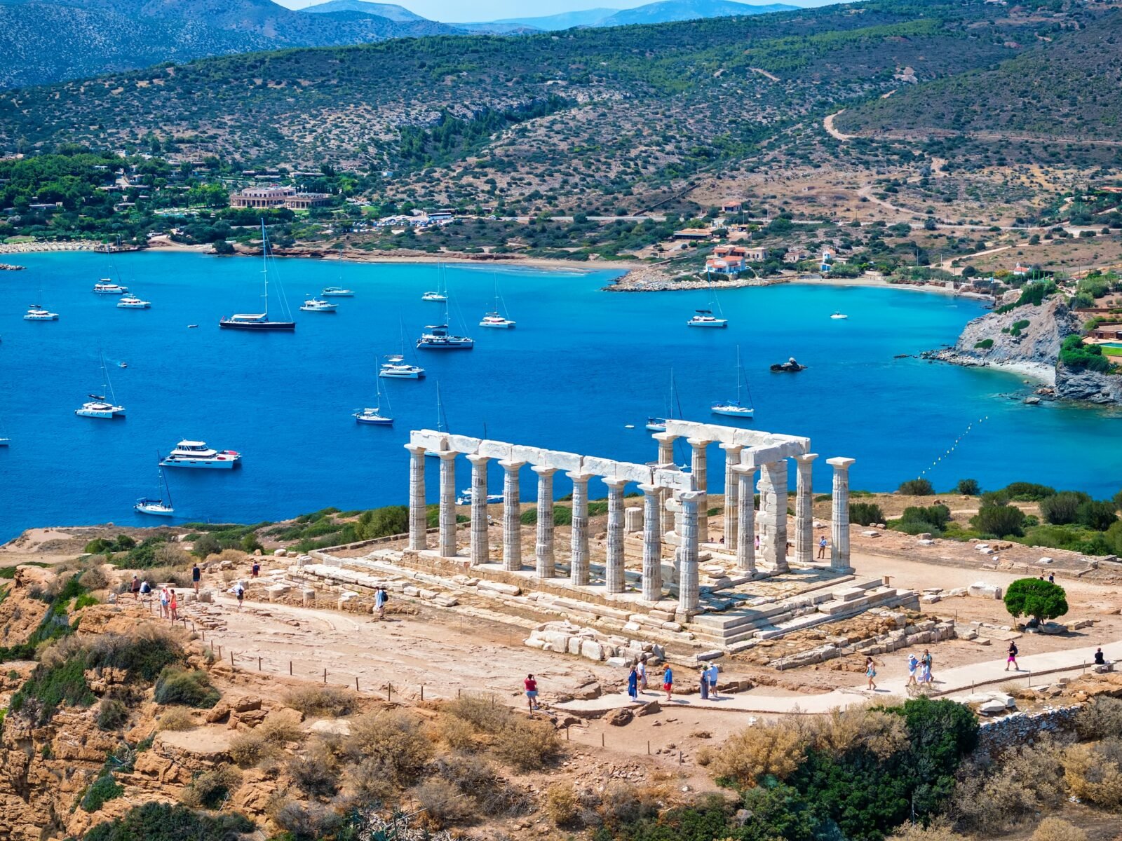 Aerial,Close,Up,View,Of,The,Ancient,Temple,Of,Poseidon
