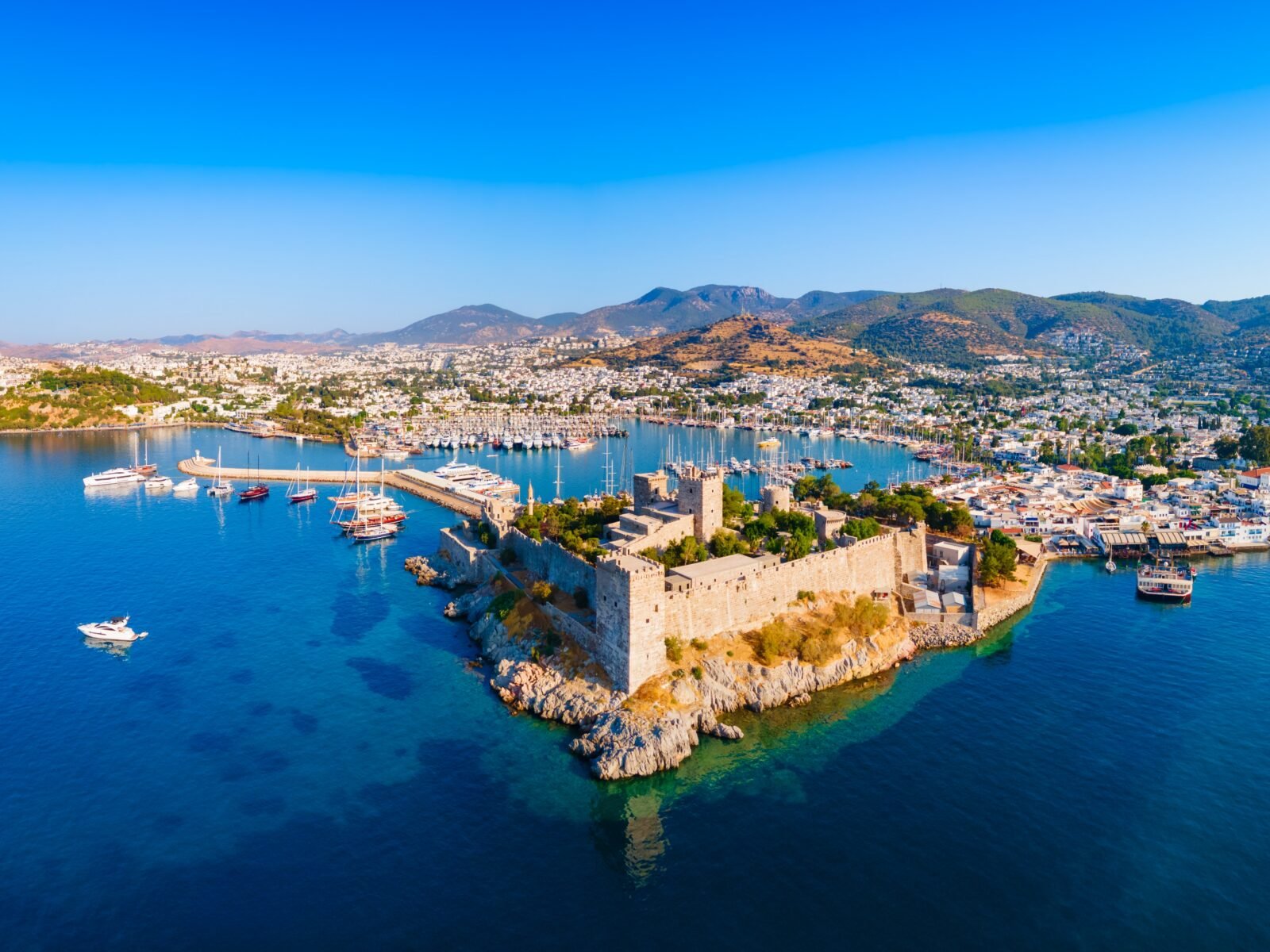 The,Bodrum,Castle,Of,St.,Peter,And,Marina,Aerial,Panoramic