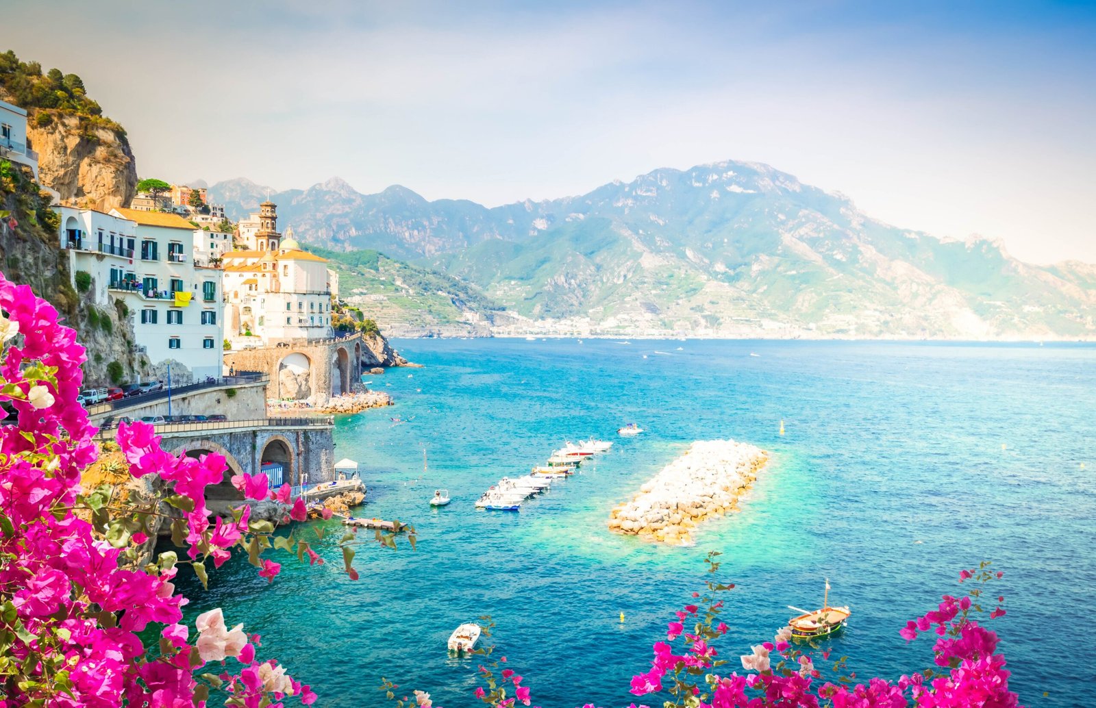 Amalfi,Summer,Coast,And,Clear,Tyrrhenian,Sea,,Italy