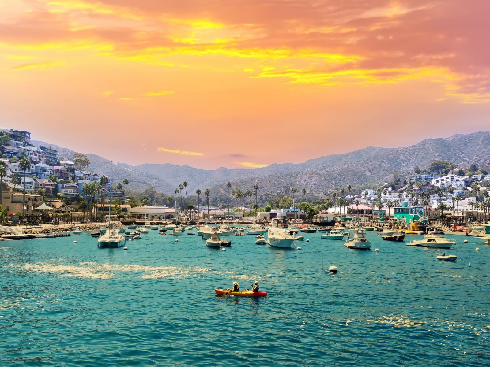 Panoramic,View,Of,Avalon,Harbor,On,Santa,Catalina,Island,At