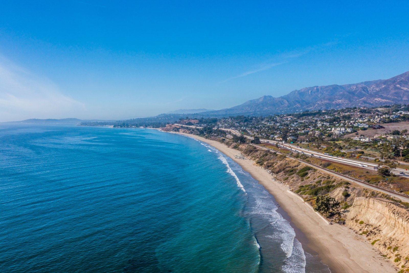 An,Aerial,Shot,Of,The,Shore,Of,The,Sea,With