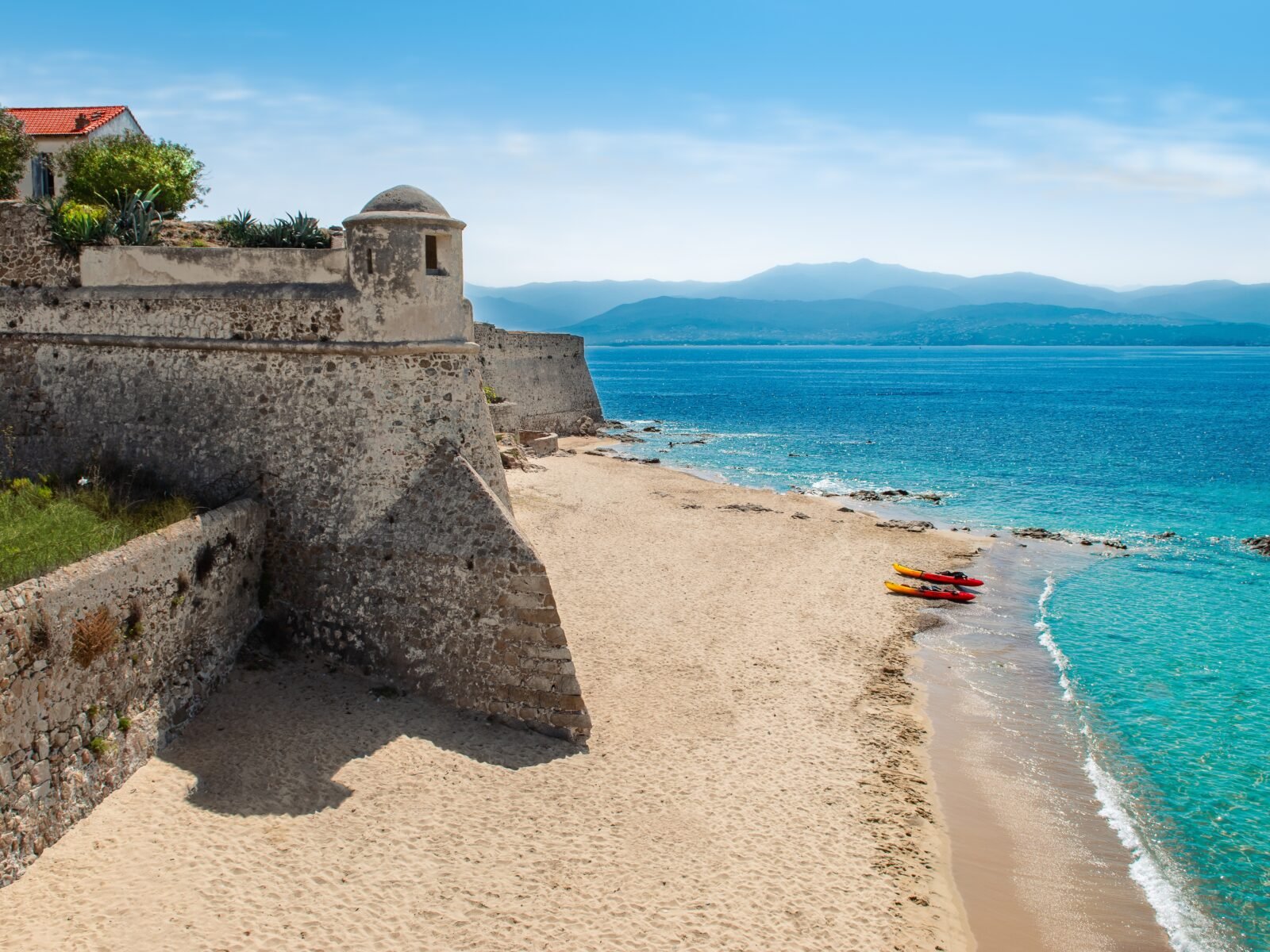 Citadel,And,Beach,In,Ajaccio,,Corsica,,France.