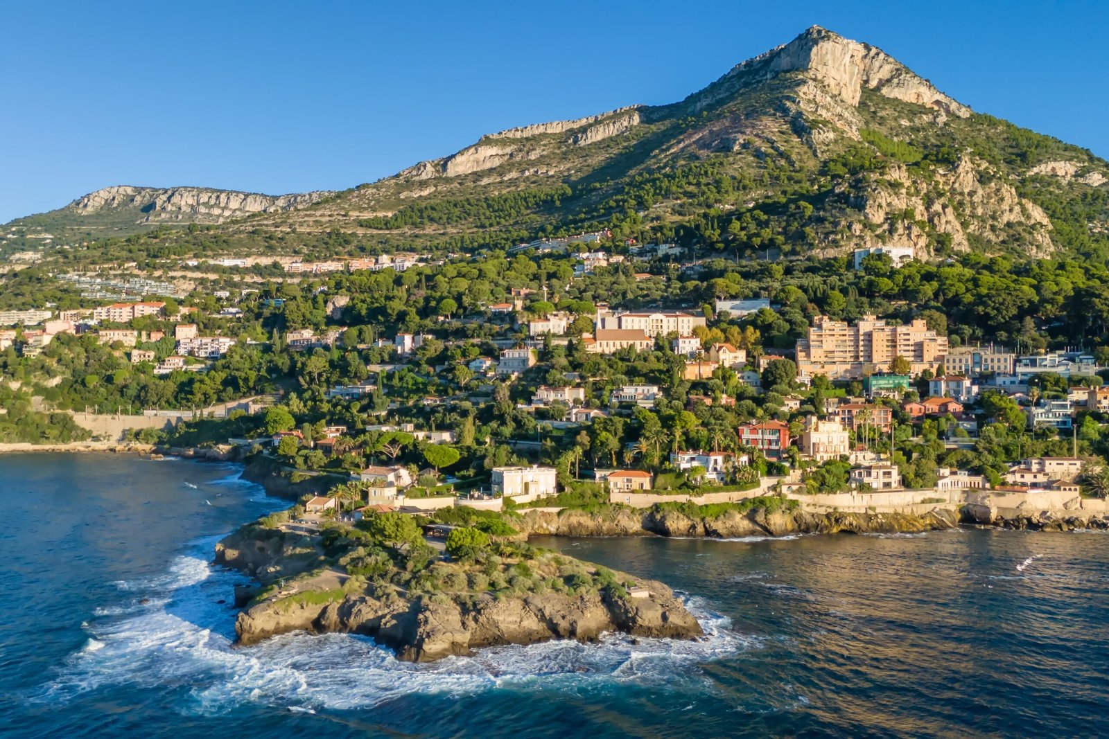 Aerial,View,Of,The,French,Riviera,Coastline,Between,Nice,And