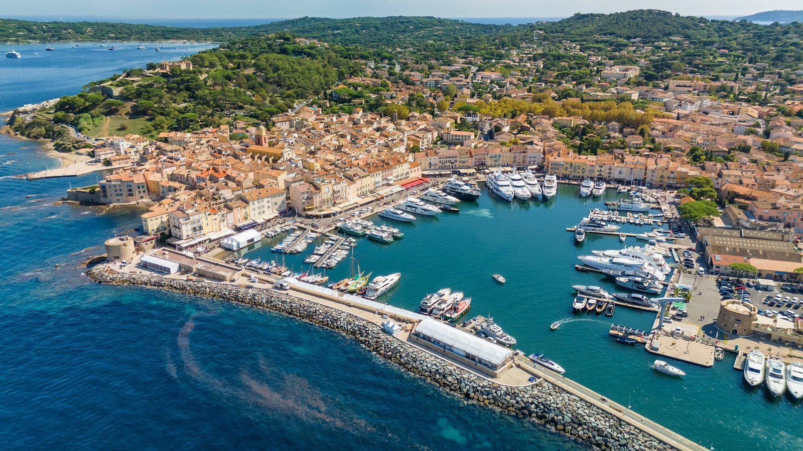Aerial,View,Of,Saint-tropez,In,Summer,,A,Famous,Tourist,Destination