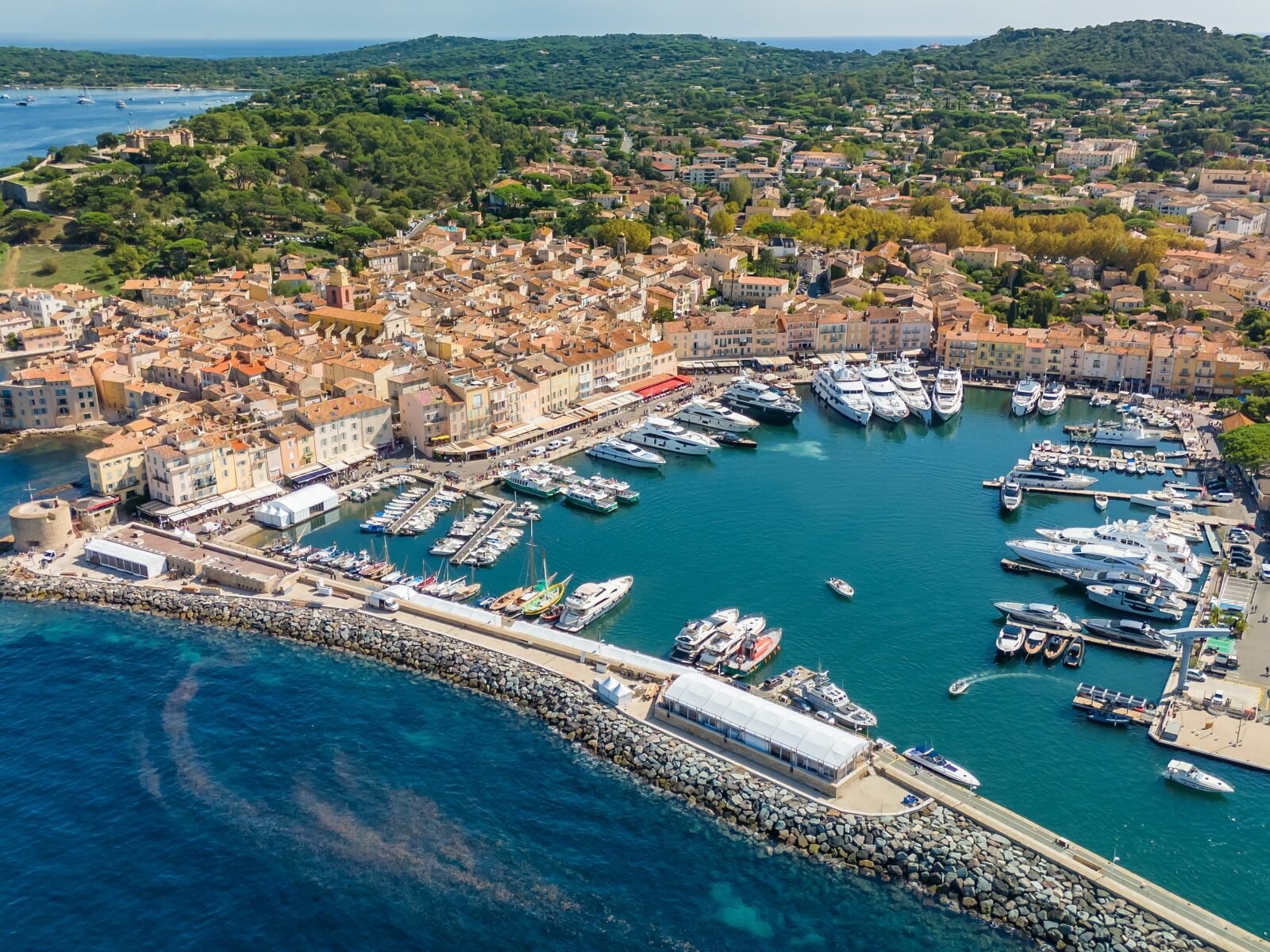Aerial,View,Of,Saint-tropez,In,Summer,,A,Famous,Tourist,Destination
