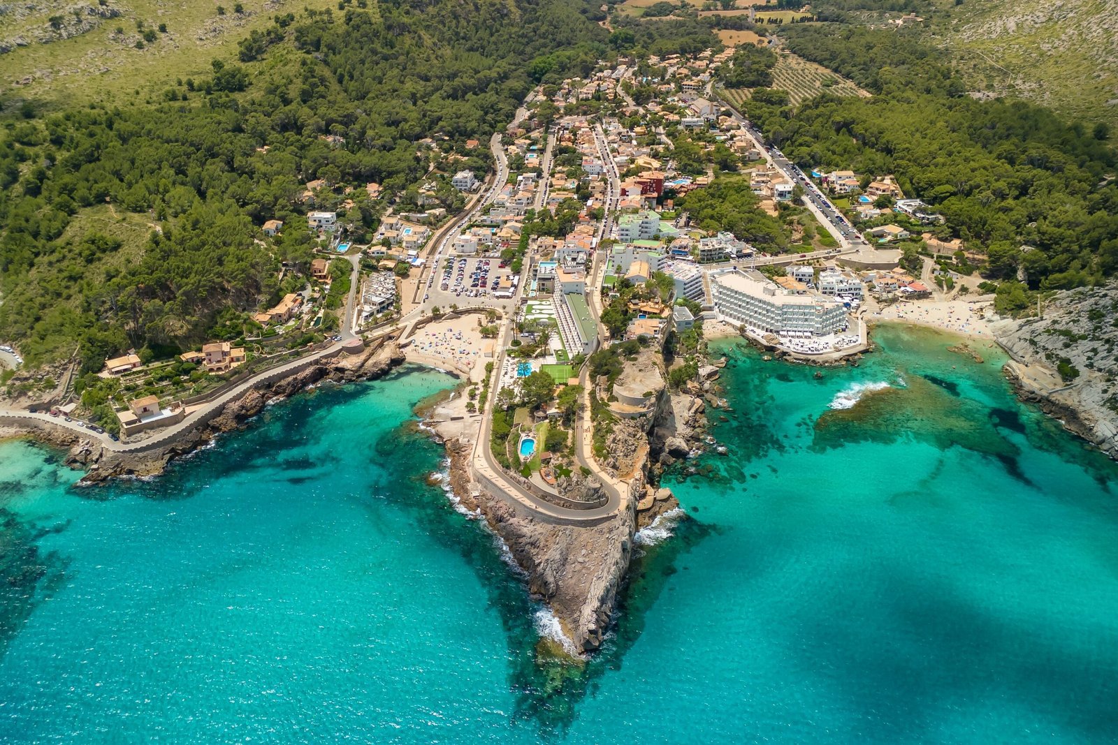 Aerial,View,Of,Cala,Sant,Vicent,Resort,In,Mallorca,,Balearic